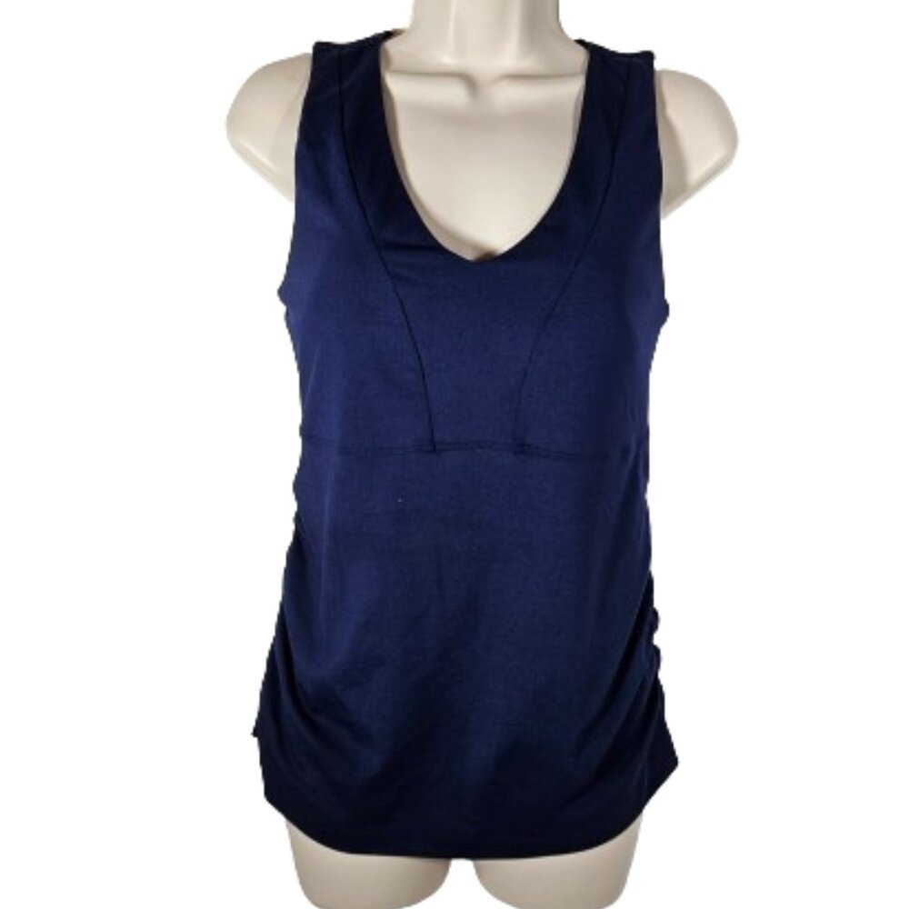 Athleta Blue Tank Top with Bra Insert Women's Size 36D Fitted